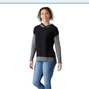 Smart wool women’s black and gray Shadow Pine sweater hoodie size XL